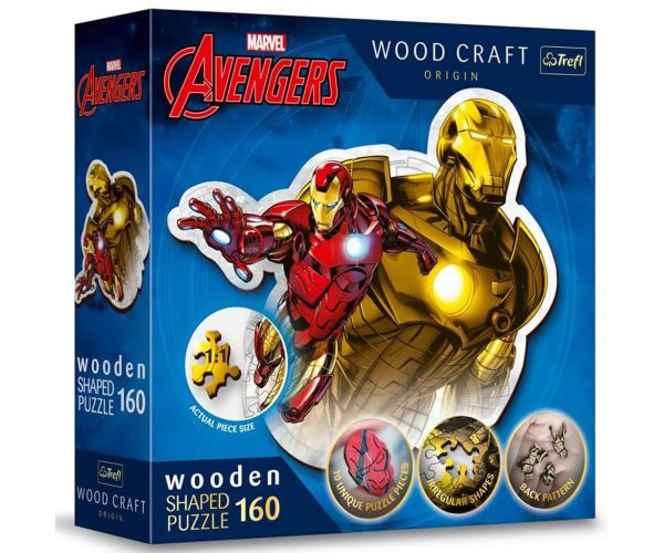 Wood Craft: Marvel Bosszúállók - Vasember 160 db-os prémium fa puzzle - Trefl
