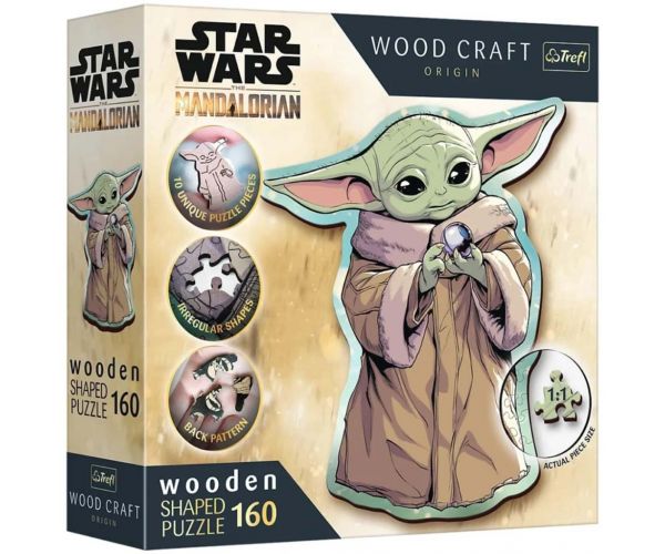 Wood Craft: Star Wars - Mandalorianul Grogu puzzle din lemn premium de 160 de piese - Trefl