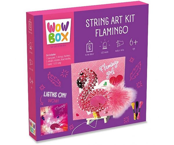 WowBox: Tablou cu Ață cu LED - Flamingo
