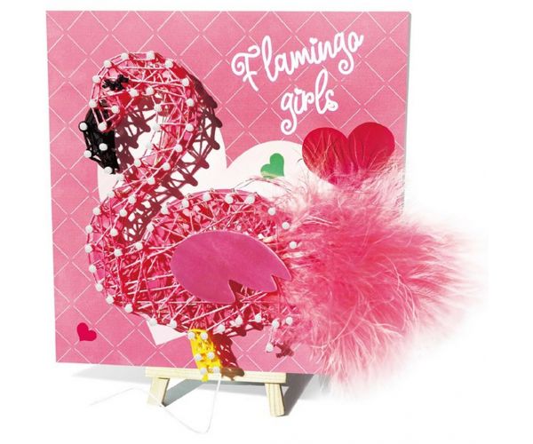 WowBox: Tablou cu Ață cu LED - Flamingo