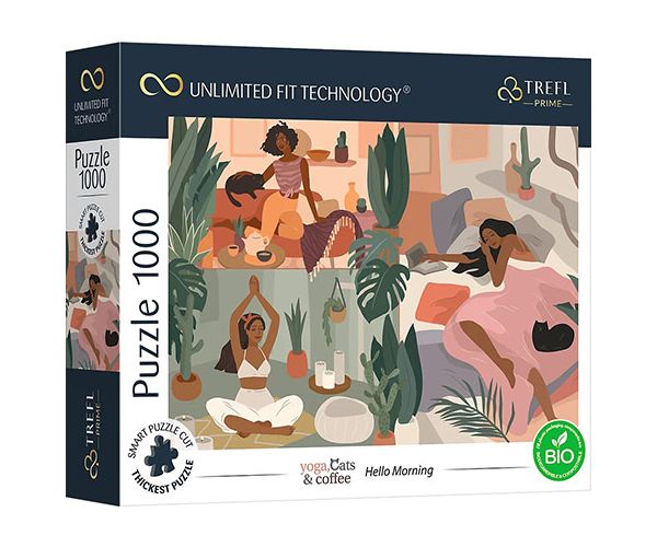 Yoga, Cats, Coffee Hello dimineață 1000 bucăți UFT puzzle - Trefl