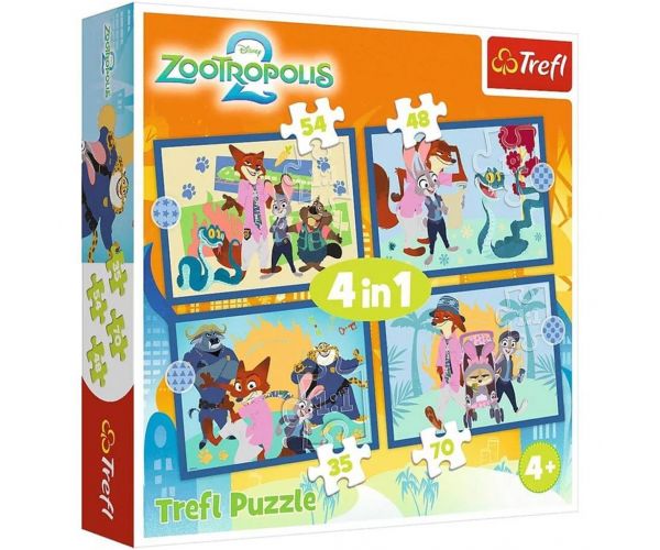 Zootropolis 2 – puzzle 4 în 1 cu 35-48-54-70 piese – Trefl